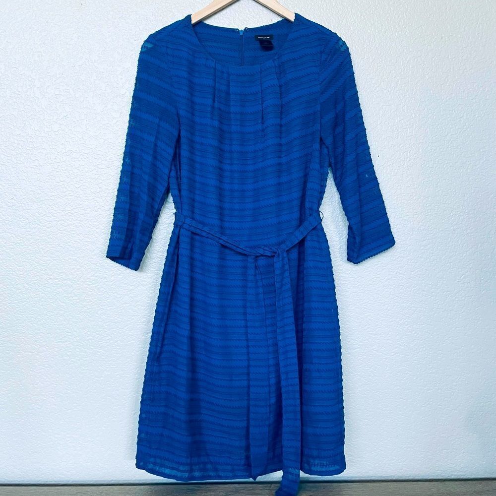 Ann Taylor Blue 3/4 Sleeve Formal Career Cocktail Dress S